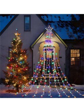 Christmas Decorations Star String Lights, 320 LED Waterfall Tree Lights